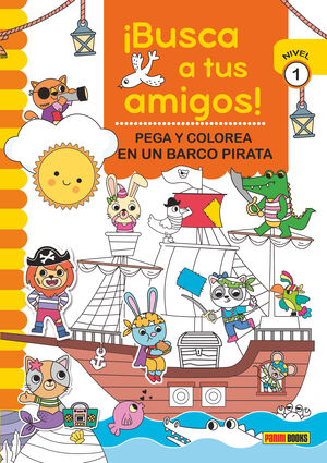 PEGA Y COLOREA EN UN BARCO PIRATA. ¡BUSCA A TUS AMIGOS!